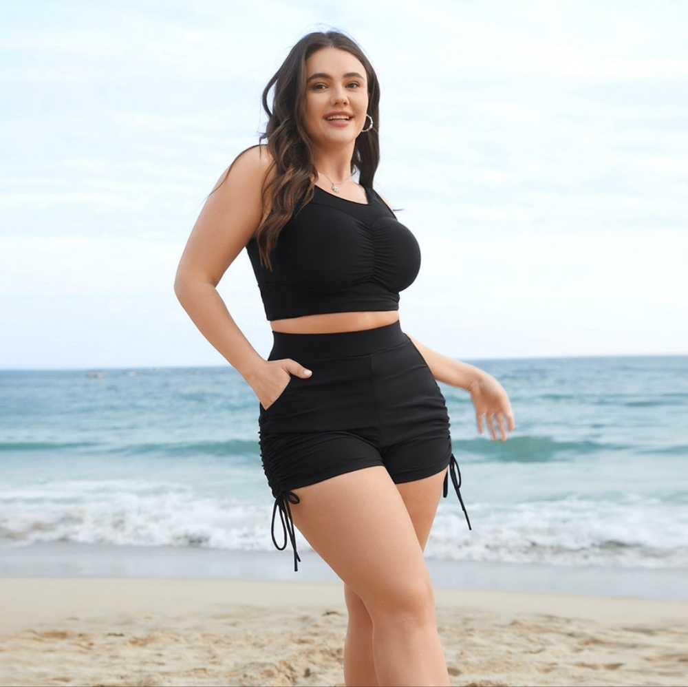 BloomChic Black Side-Tie Swim Shorts